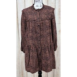 Zara Animal Print Mini Dress Juniors Size‎ 13/14 Button Up Cheetah NWT